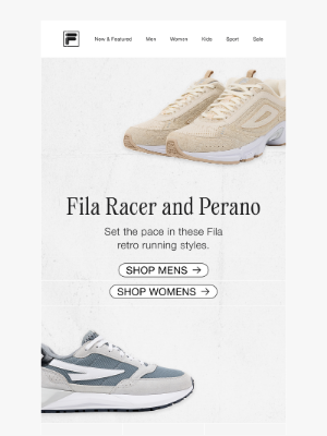 Fila Inc. - Fila Racer & Perano - Set The Pace In These Fila Retro Running Styles