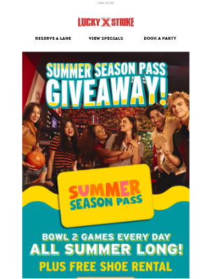 Bowlero - GIVEAWAY TIME: Enter To Win A Summer Season Pass! ☀️