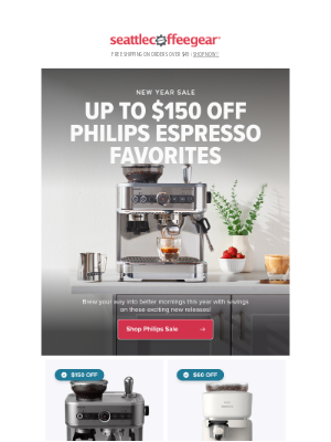 Seattle Coffee Gear - Philips New Years Espresso Machine Sale!