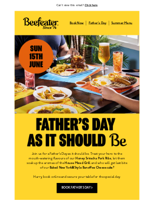Brewers Fayre (United Kingdom) - Have you booked for Father's Day yet? Fire up the flavour.
