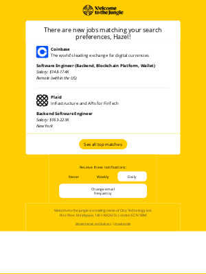 Otta - New match: Software Engineer at Coinbase