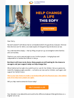 The Fred Hollows Foundation - Only hours left: Help someone see again