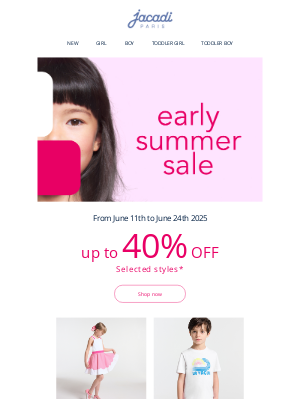 Jacadi - Early Summer sale🌞 Favorite styles up to 40% off