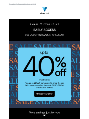 VistaPrint (Australia) - 🔓 Unlock your early access to our sale | Up to 40% off must-haves
