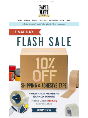 Paper Mart - 10% Off Shipping & Packing Tape Ends Soon!⌛🏃🏃