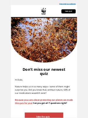 World Wildlife Fund, Inc. - Test your nature knowledge in 2 minutes