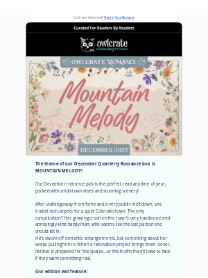 Owl Crate - DECEMBER QUARTERLY ROMANCE THEME REVEAL!❤️