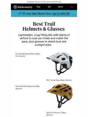 Backcountry - Top picks: MTB helmets & glasses