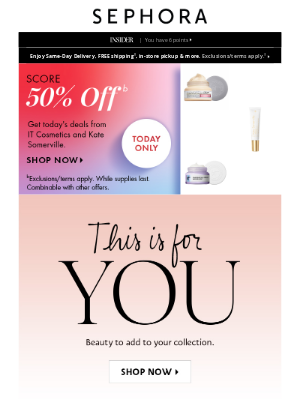 Sephora - Score 50% off select beauty 💖