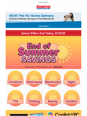 Costco - The Clocking is Ticking! Select Summer Savings End Tonight