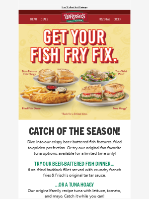 LaRosa’s Pizzeria - Get your fish fry fix at LaRosa's! 🎣