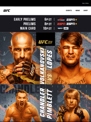 Ultimate Fighting Championship - UFC 314:  Volkanovski vs Lopes