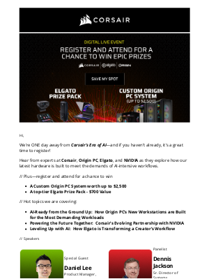 ORIGIN PC - 🚨24 hours Left to Register + Win a $2,500 PC or Elgato Prize Pack