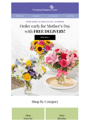 From You Flowers - Shop Early & Save On Mother's Day Flowers! ($14.99+ Value)