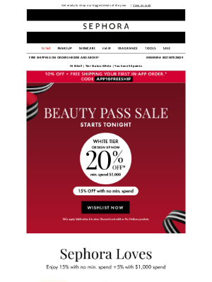 Sephora (Hong Kong) - Up to 20% OFF* starts TONIGHT!!🔥