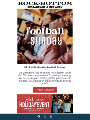 Rock Bottom Restaurant & Brewery - 🏈Sunday Just Got Better! Come Cheer on Your Team with Us 🏈