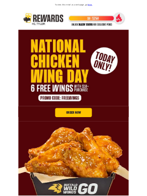 Buffalo Wild Wings - Deal alert: 6 Free Wings 🔥​