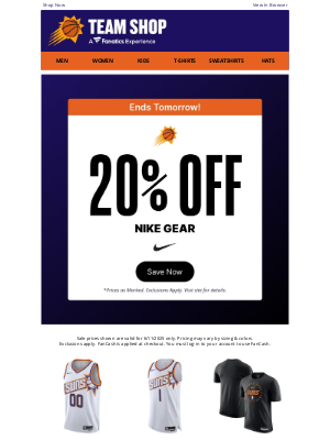 Phoenix Suns - Build Your Summer Wardrobe w/ 20% Off Nike Essentials!