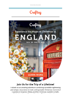 Craftsy - Join us in England for the trip of a lifetime!