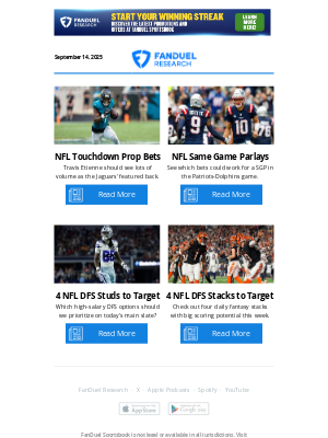 NFL Week 2 Touchdown Prop Bets