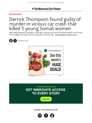 Star Tribune - Derrick Thompson found guilty of murder in crash that killed 5 young women
