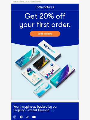 1-800 Contacts - Save 20% now and stock up.