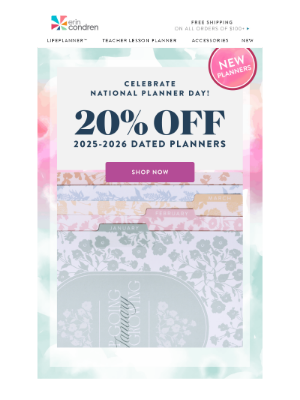 Erin Condren - 20% Off Planners? Now That’s a Holiday!
