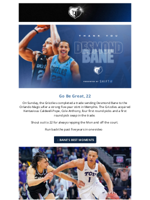 Memphis Grizzlies - Thank You, Des 🫡