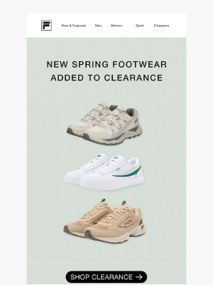 Fila Inc. - New Spring Footwear Added To Clearance