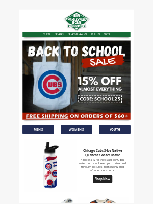 Wrigleyville Sports - Back to School Sale: 15% OFF Almost Everything 🛍️
