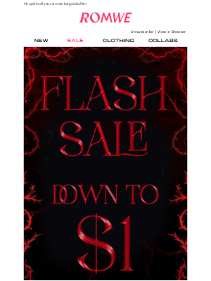 ROMWE - FLASH SALE: DOWN TO $1 ⚡