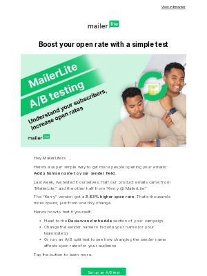 MailerLite - Test this to boost opens +3% 📈