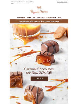 Russell Stover Candies - Your Favorite Caramel Chocolates Now 20% Off!