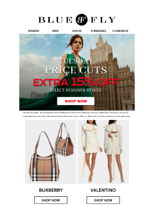 Bluefly - Tuesday Price Cuts Are Back
