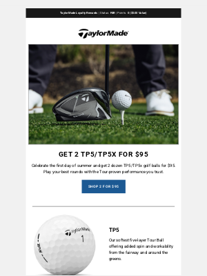 TaylorMade Golf - Summer Savings: 2 for $95 on TP5/TP5x Golf Balls