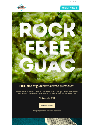 Moe’s Southwest Grill - Get your FREE side of Guac with entrée today*! 🥑🌯