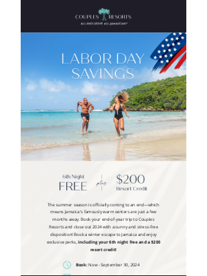 Couples Resorts - Labor Day Savings 🇺🇸