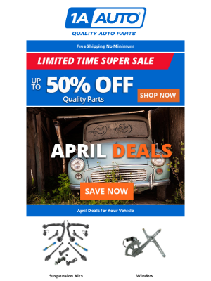 1A Auto Parts - Mid-Week Steals | Free Shipping No Minimum