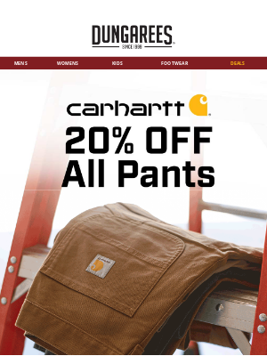 Dungarees - SALE ALERT: 20% Off All Carhartt Pants