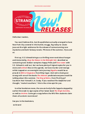strandbookstore - Just Arrived at Strand: V. E. Schwab, Riley Sager, and more!
