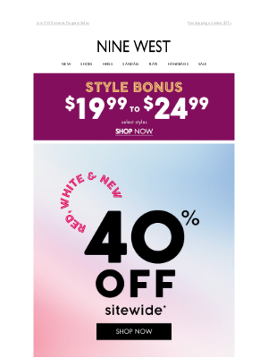 Nine West - $19.99 Sandals + 40% OFF Sitewide STARTS NOW!
