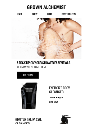 Grown Alchemist - Stock up on your Shower Essentials.