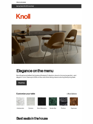 Knoll - Now serving 25% off