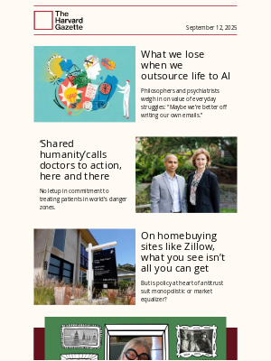 Harvard - Creative struggle; global health; homebuyers; Cambridge icon