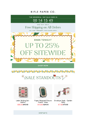 Rifle Paper Co. - SITEWIDE SALE ENDS TONIGHT 🚨