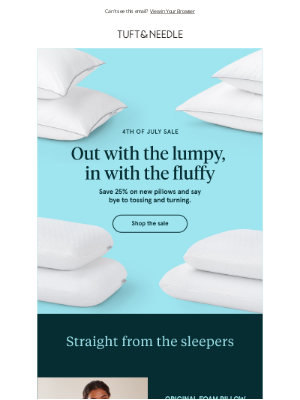Upgrade your pillows for 25% off