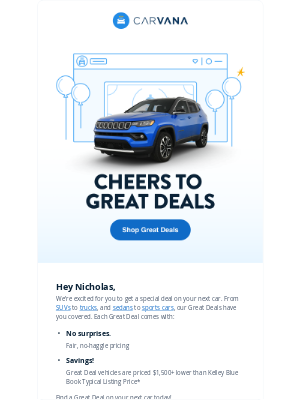 Carvana - Beep beep, Nicholas! Your new ride awaits