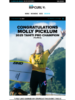 Rip Curl - Molly Picklum Wins In Tahiti! 🏆