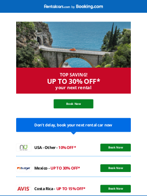 Rentalcars - Take the wheel with up to 30% off