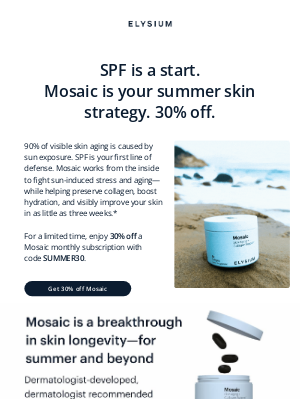 Elysium Health - 30% off Mosaic for summer skin 🌞